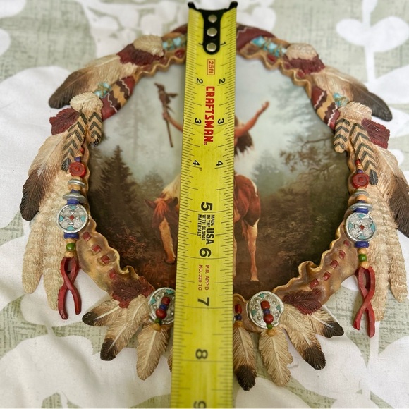 Vintage Native American Tribal Frame & Plate Wall Hanging Bohemian Art Decor - Picture 5 of 5